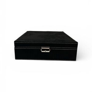 Black Velvet Jewelry Box with White Stitching